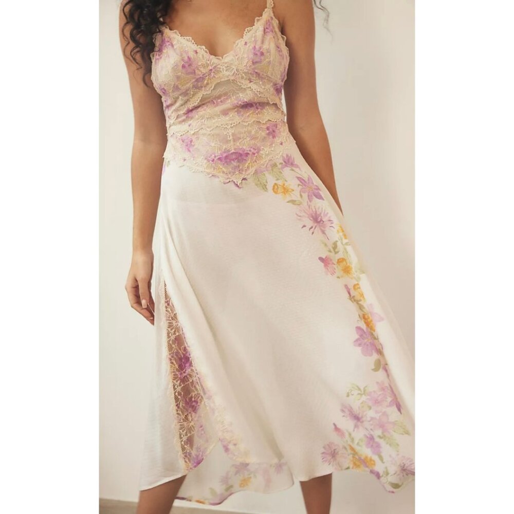 Free People Spring Soiree Midi Lace Trim Slip Floral Spring Combo XS NWT - Picture 12 of 14